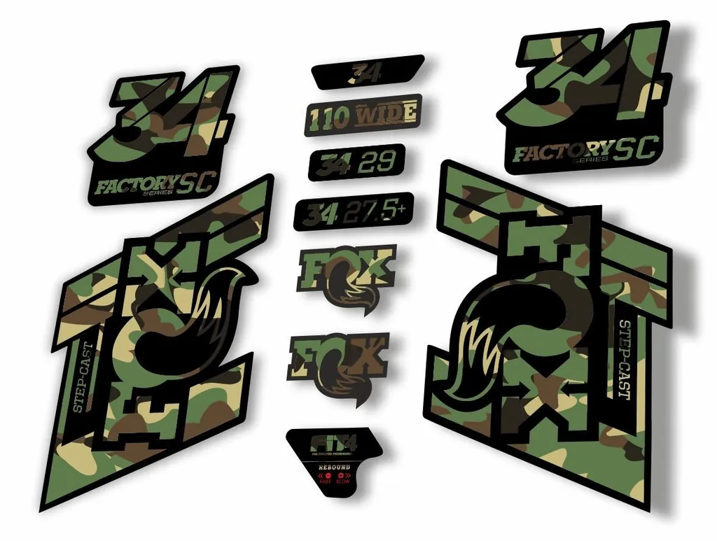 FOX 34 Step Cast SC 2019 Fork Suspension Factory Decal Stickers Adhesive Camo - 1