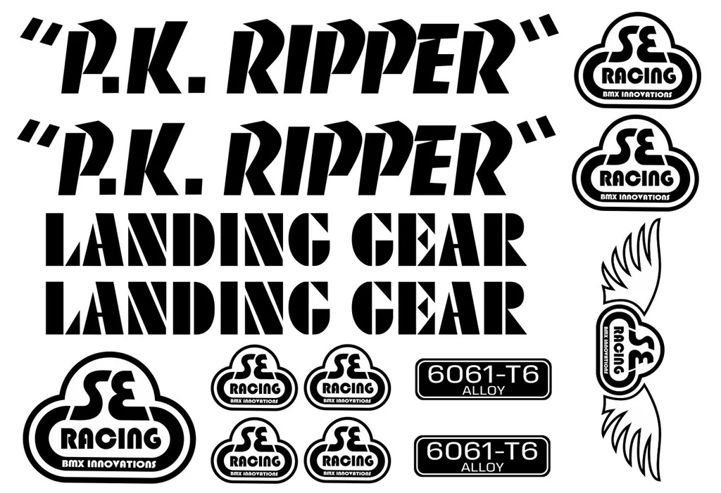BMX PK RIPPER Landing Gear Sticker Set Factory Sticker Adhesive Vinyl Black - 1