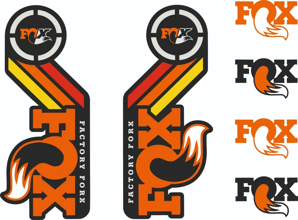 FOX Racing Shox AM Heritage Sticker Decal 2015 Kit Fork/Shock Set Orange Rainbow - 1