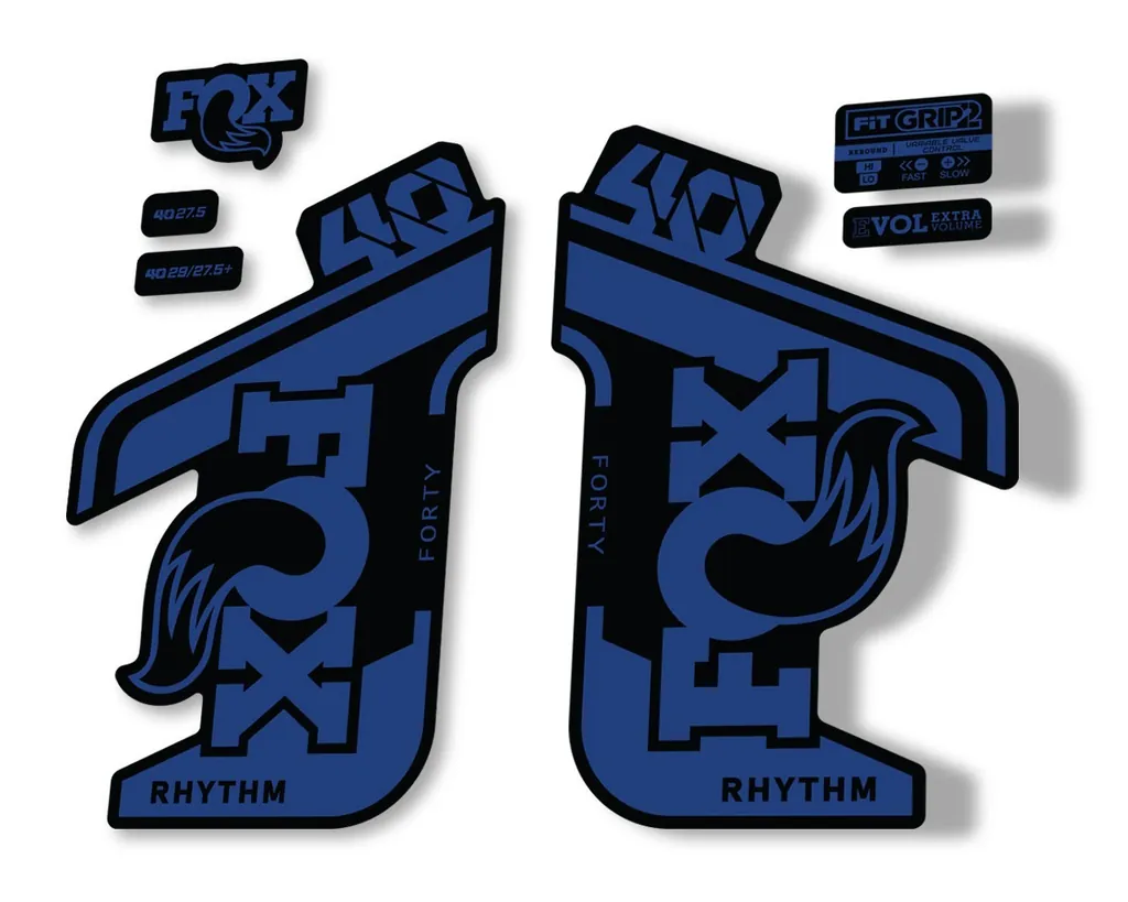 FOX 40 Rhythm 2021 Fork Decals Suspension Sticker Adhesive Dark Blue - 1
