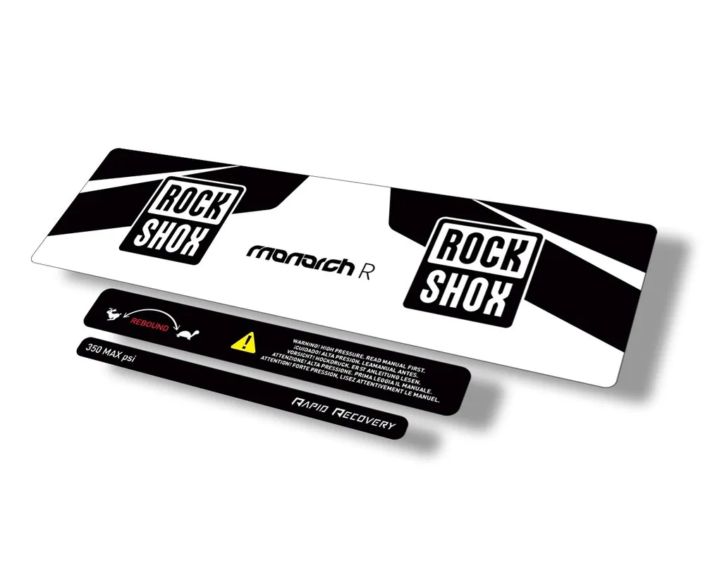 Rock Shox 2016 Monarch R Rear Shock Decal Sticker Adhesive Set Black - 1