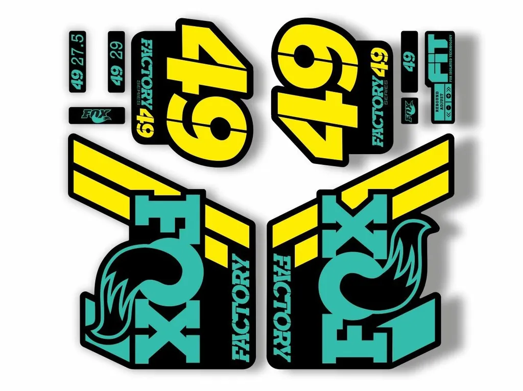 FOX 49 Float 2018-19 Forks Suspension Factory Decal Sticker Yellow Dolphin - 1