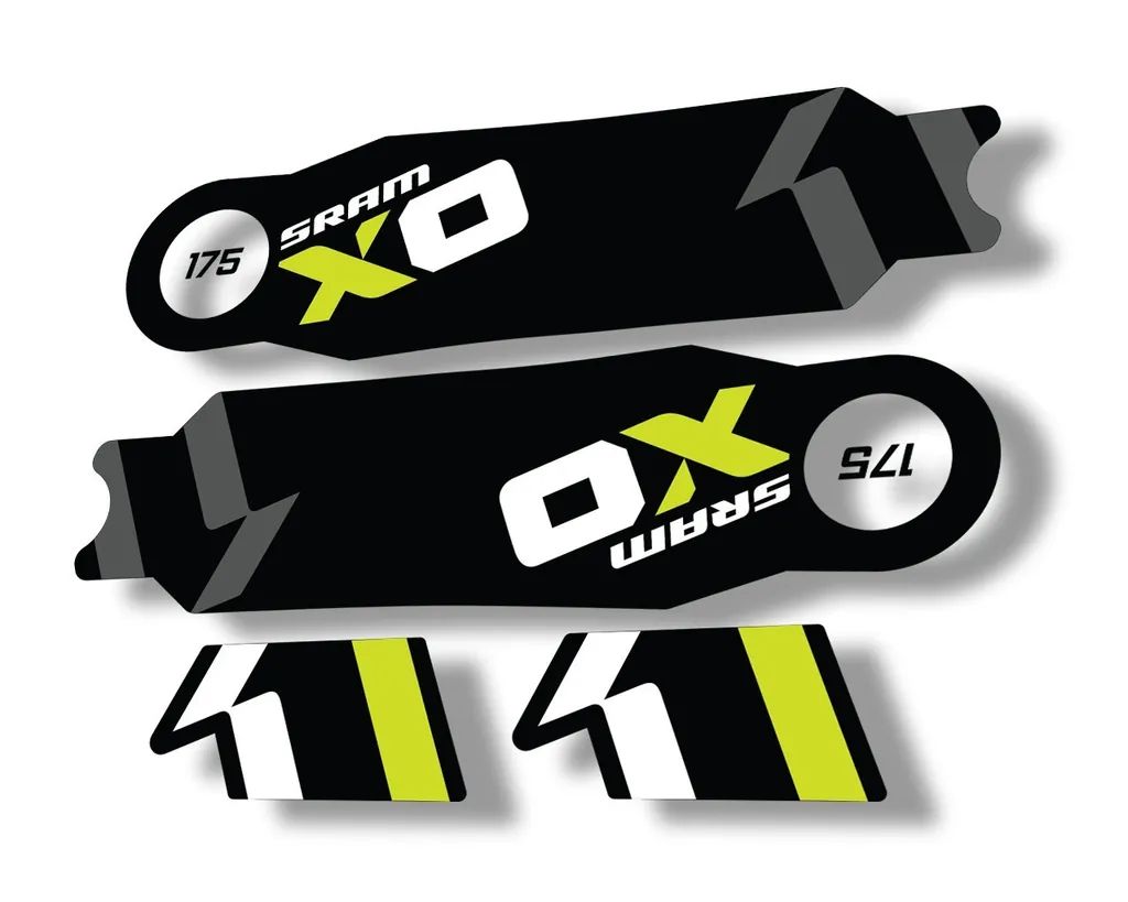 Crank Set Stickers Decals MTB Sram X01 2014 Bicycle Adhesive 2Pcs Lime Green - 1