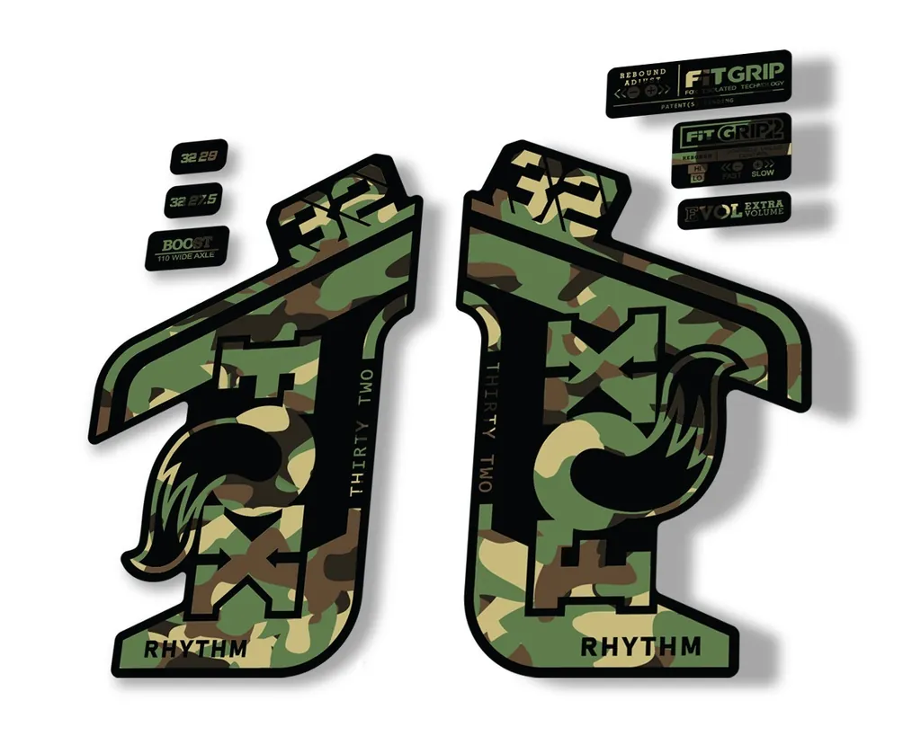FOX 32 Rhythm 2021 Factory Fork Decals Suspension Sticker Camo - 1