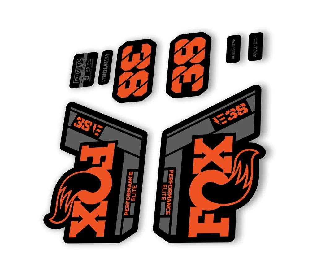 FOX 38 P. Elite E Bike 2021 Forks Suspension Factory Decal Sticker Orange Gray - 1