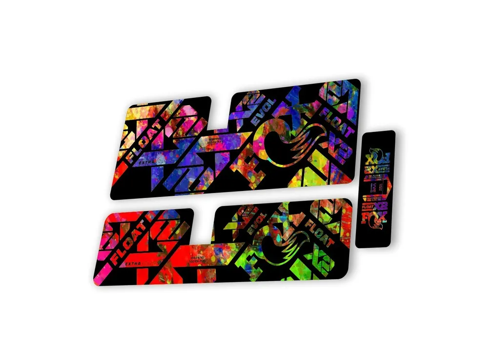FOX X2 Performance Elite 2021 Rear Shock Suspension Sticker Decal Kit Oil Slick - 1