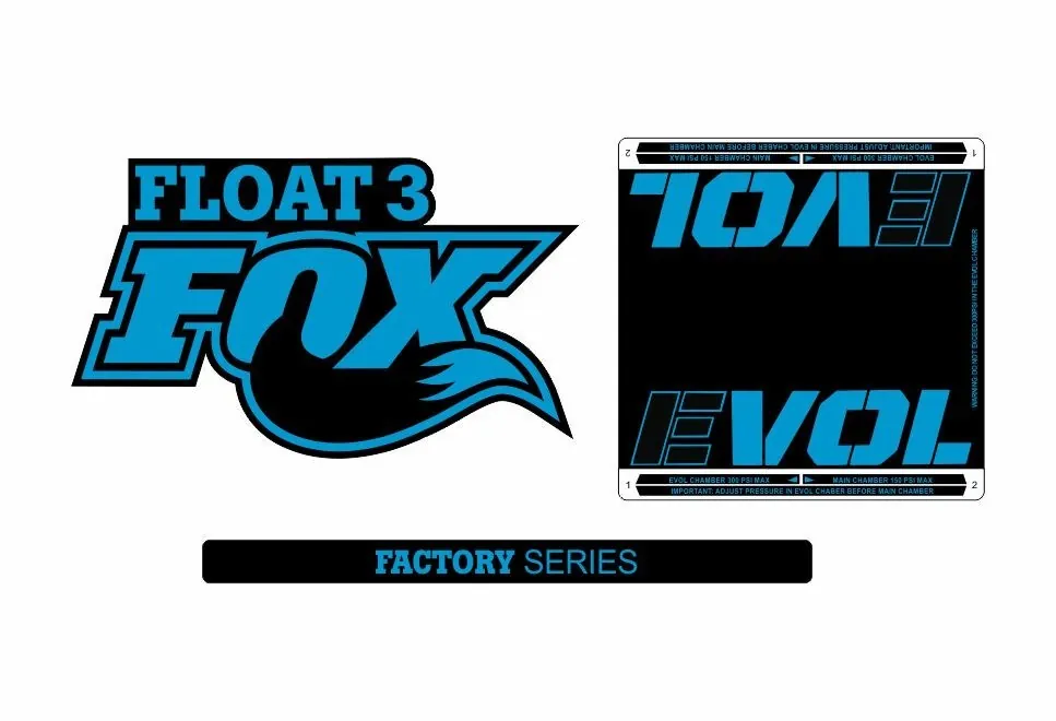 FOX Float 3 EVOL Snow Mobile Rear Shock Sticker Factory Decal Kit Adhesive Blue - 1