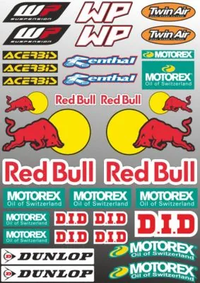 WP Motorex Renthal Dunlop Decal Sheet Sticker Graphic Set Logo Adhesive 33Pc - 1