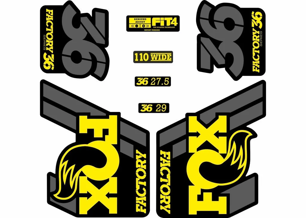 FOX 36 Float 2018-19 Forks Suspension Factory Decal Sticker Adhesive Yellow Gray - 1