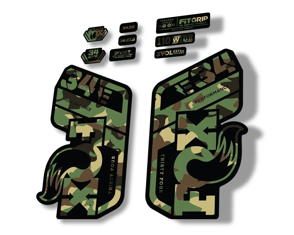 FOX 34 Performance E Bike 2021 Factory Fork Decals Suspension Sticker Camo - 1