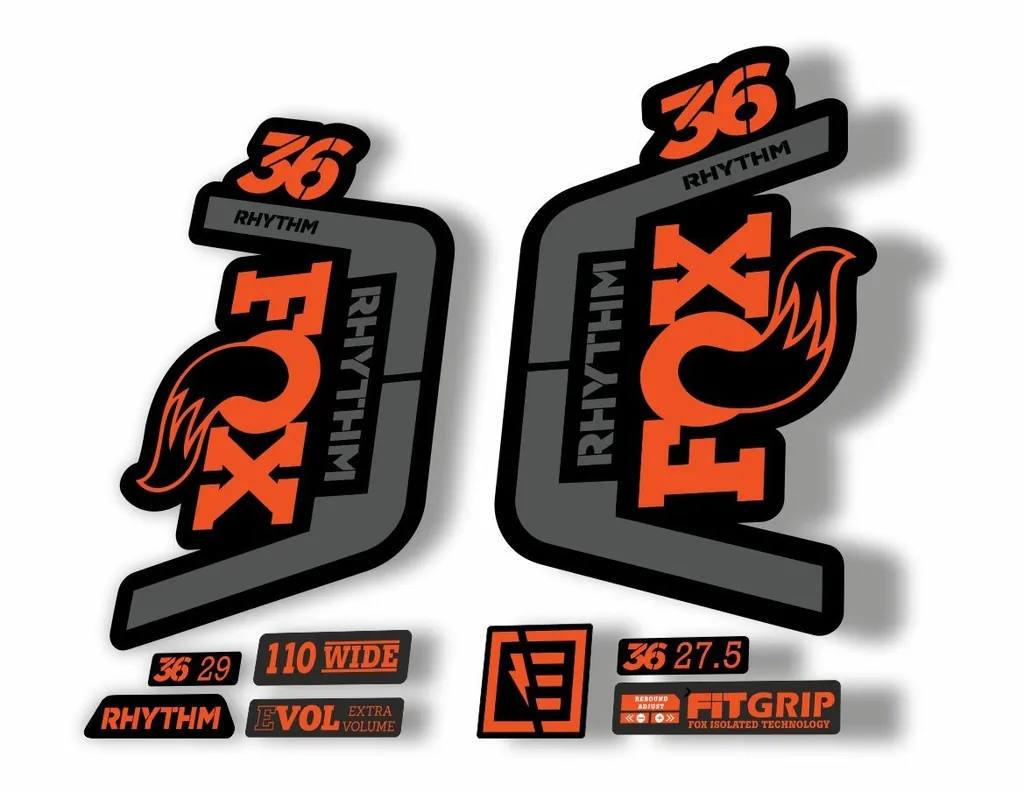 FOX 36 Rhythm 2019 Forks Suspension Factory Decal Sticker Adhesive Orange Gray - 1