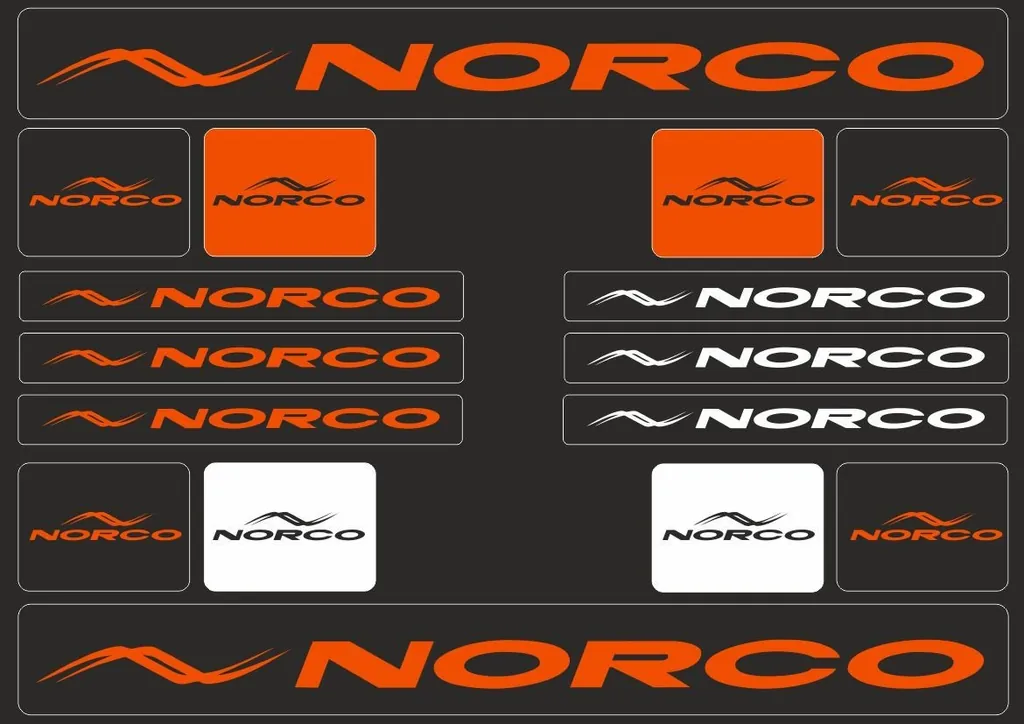 Bicycle Vinyl Stickers – Compatible with NORCO Mountain Bikes – Orange - 1