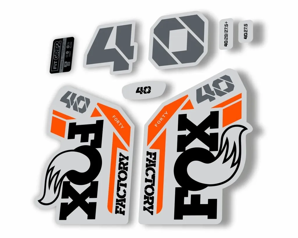 FOX 40 2021 Factory Forks Suspension Decals Sticker Set Adhesive For Gray Forks - 1
