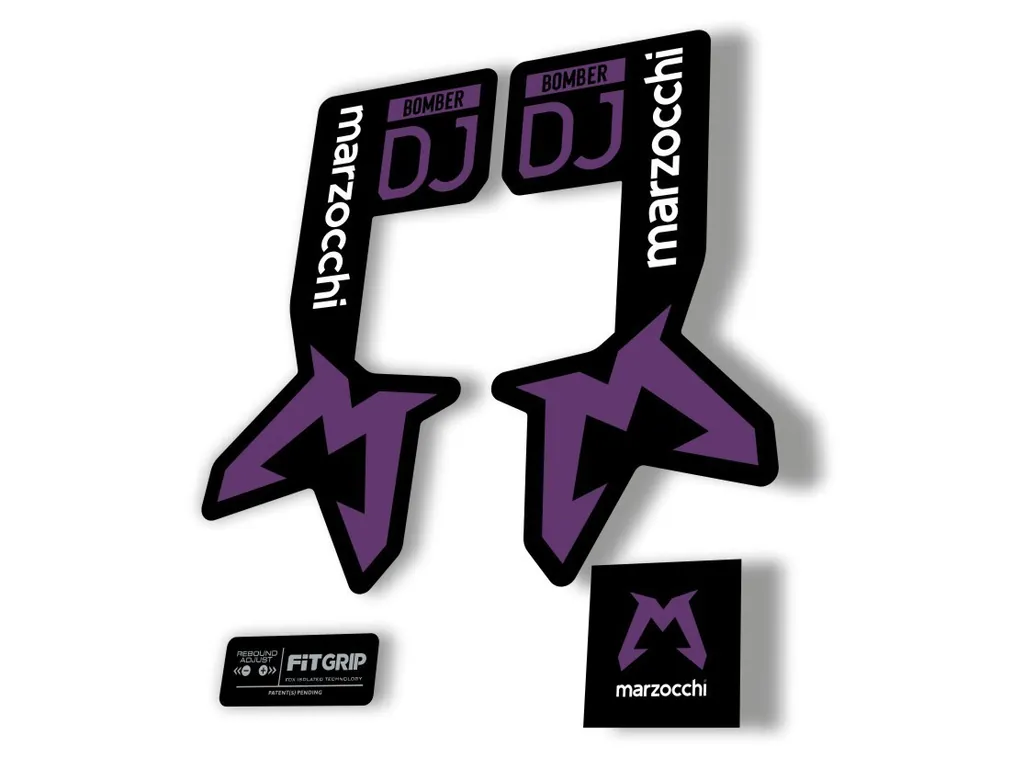 Marzocchi Bomber DJ 2025 Fork Suspension Sticker Decal Kit Adhesive Purple - 1