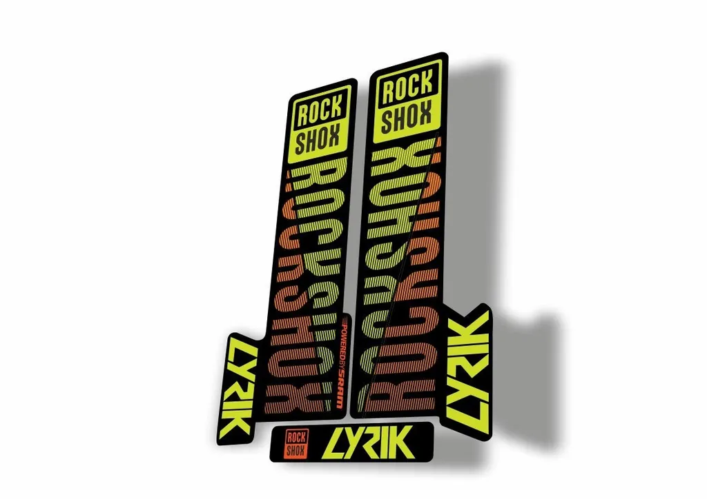 Rock Shox LYRIK 2018 Mountain Bike Cycling Decal Kit Sticker Orange Lime - 1