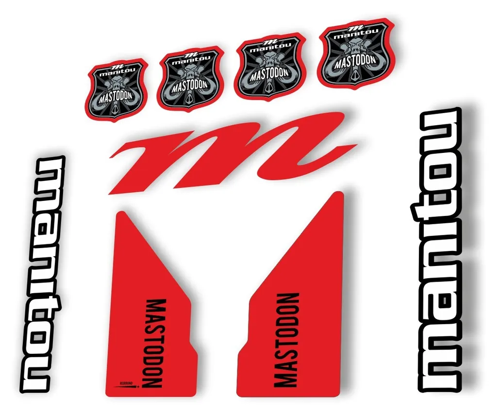 Manitou Mastadon 2017 Fork Suspension Decal Kit Sticker Set Red - 1