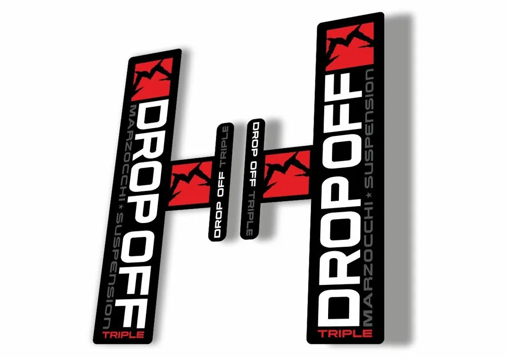 Marzocchi Drop Off Triple 2005 Fork Suspension Sticker Decal Kit Adhesive White - 1