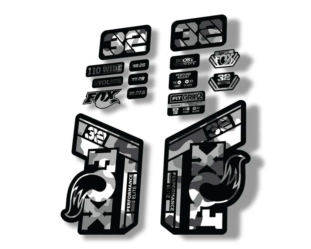 FOX 32 Performance Elite 2021 Factory Fork Decals Suspension Sticker White Camo - 1