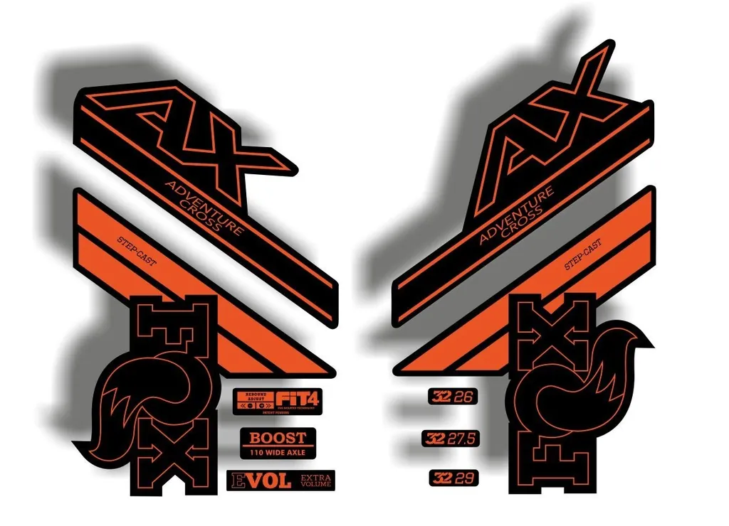 FOX Step Cast 2020 AX Adevnture Cross Fork Suspension Decals Sticker Orange - 1