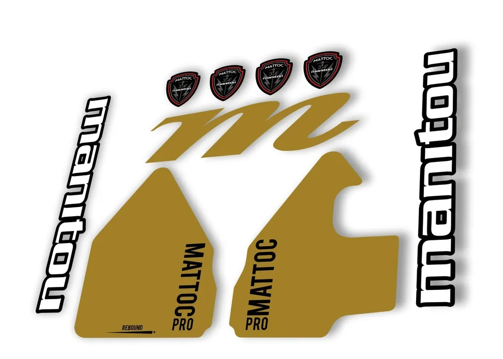 Manitou Mattoc Pro 2017 Fork Suspension Decal Kit Sticker Set Gold - 1