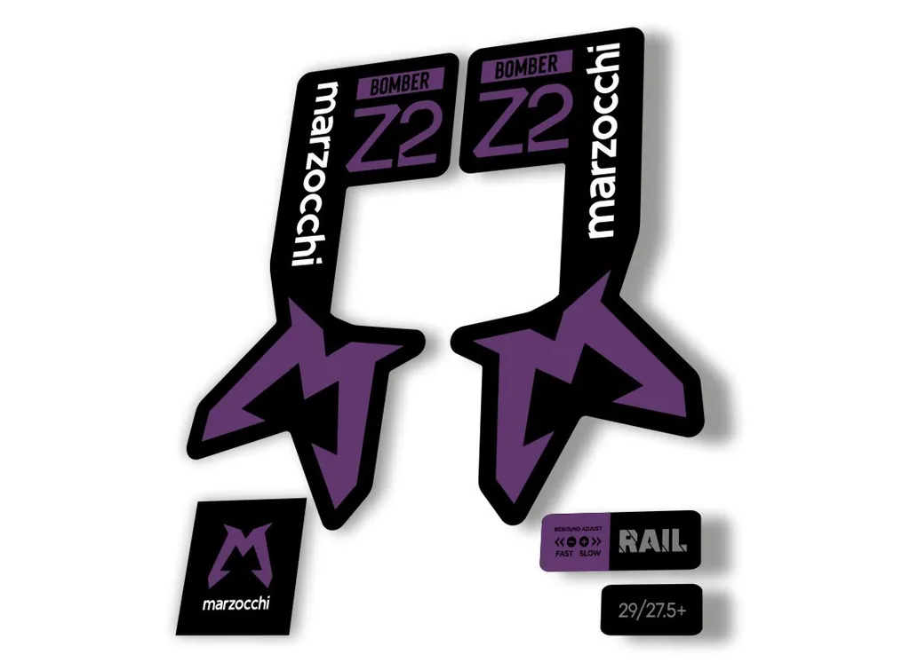 Marzocchi Bomber Z2 2025 Fork Suspension Sticker Decal Kit Adhesive Purple - 1