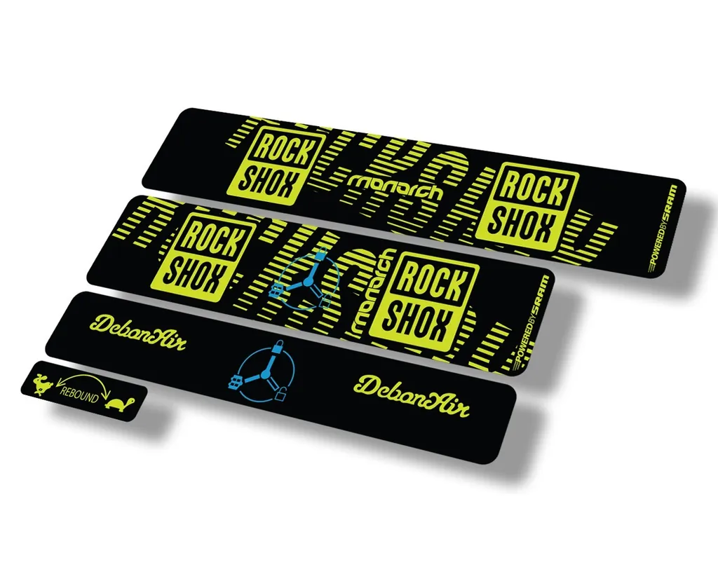 Rock Shox MONARCH 2020 RT3 Rear Shock Decal Sticker Adhesive Set Lime Green - 1