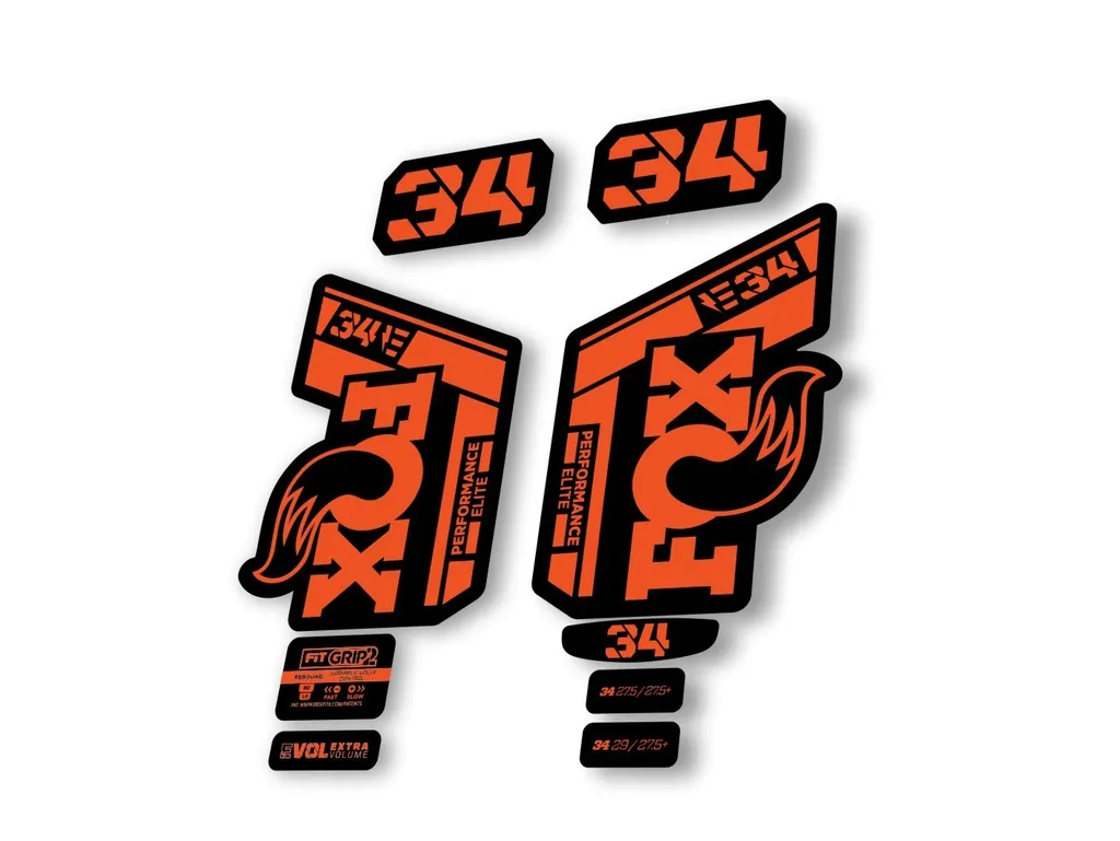 Fox 34 2022 Performance Elite E Bike Fork Decals Suspension Sticker Orange - 1