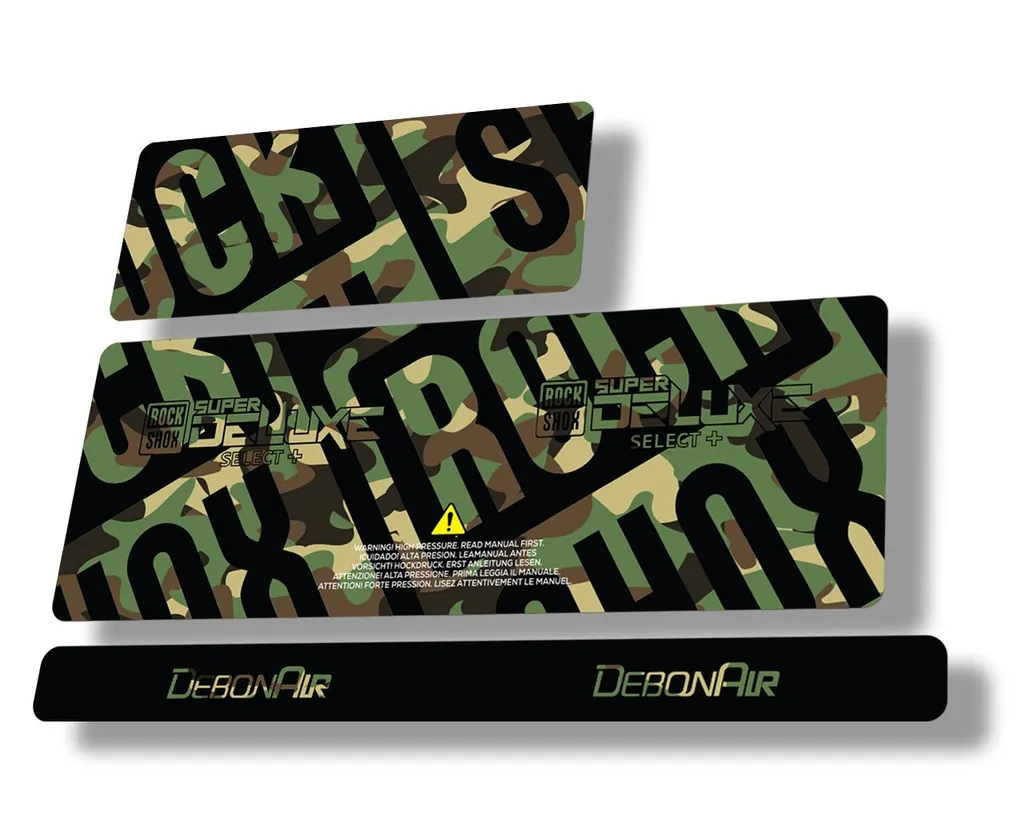 Rock Shox Super Deluxe Select Plus 2020 Rear Shock Decal Sticker Set Camo - 1