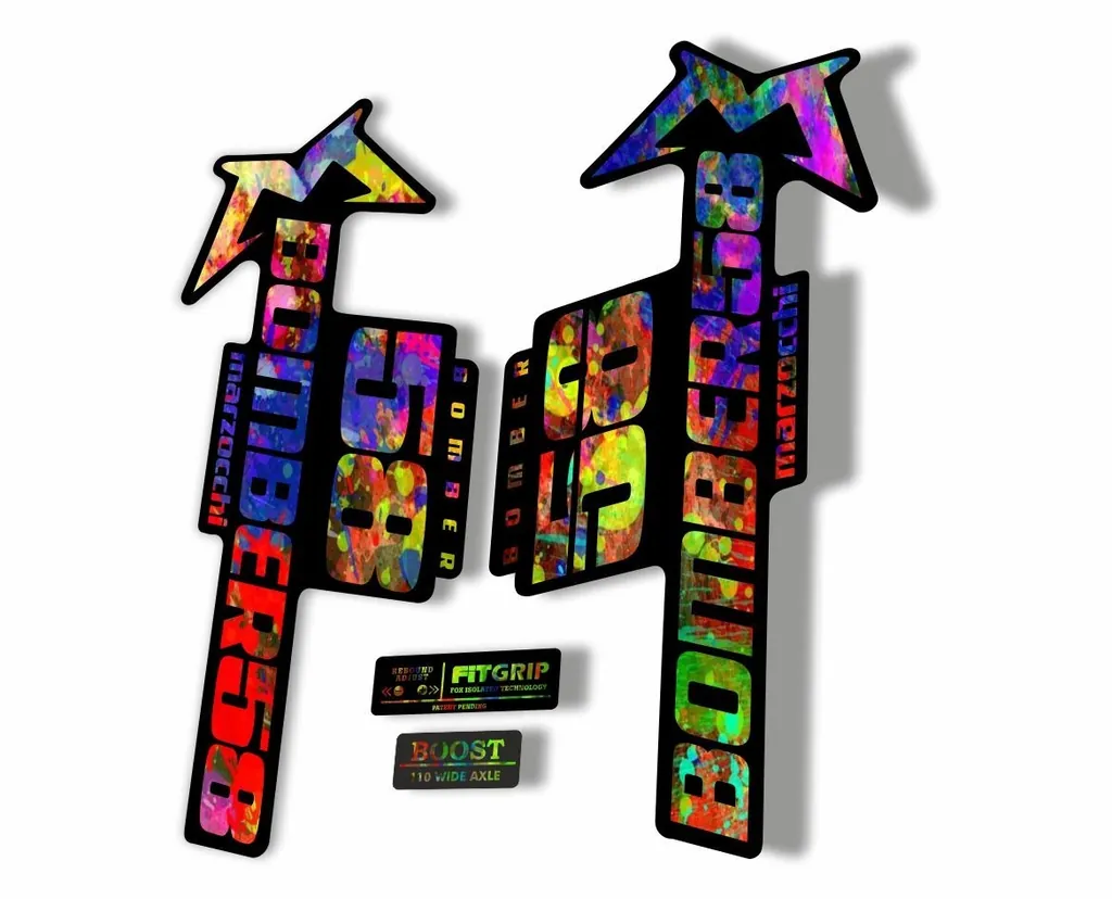 Marzocchi Bomber 58 2018 Fork Suspension Sticker Decal Kit Adhesive Oil Slick - 1