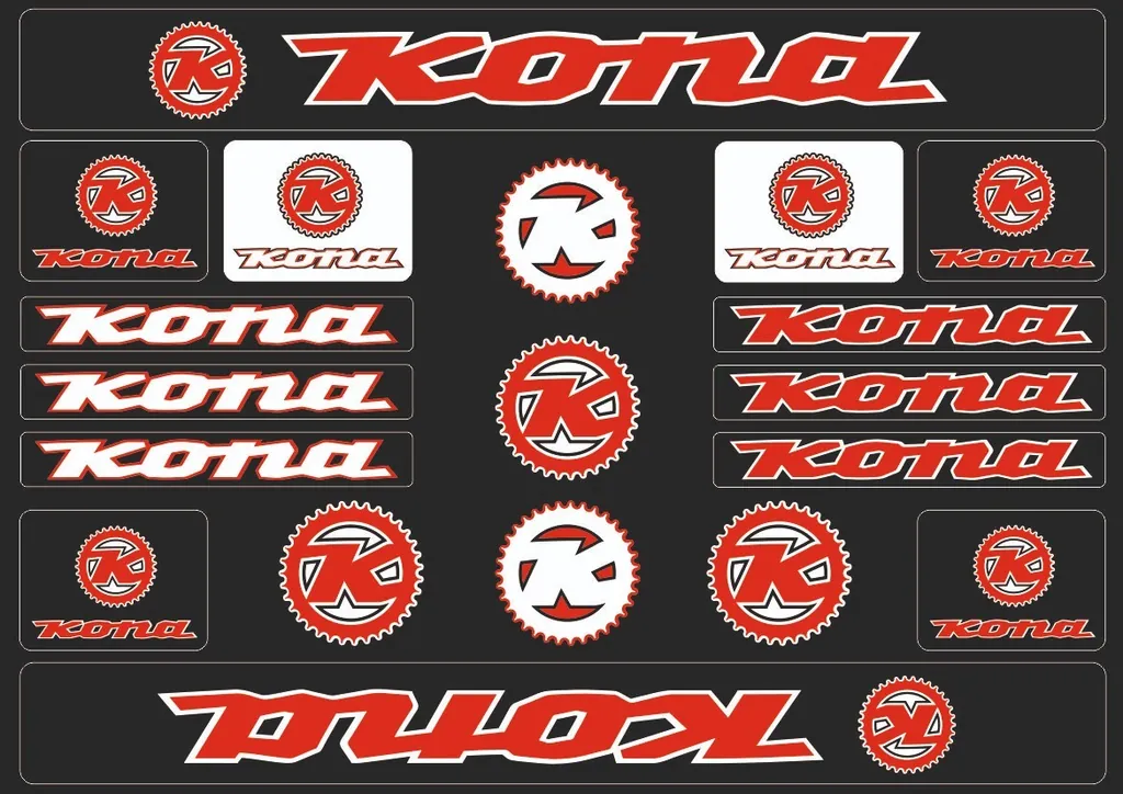 Bicycle Vinyl Stickers – Compatible with KONA Bikes Red - 1