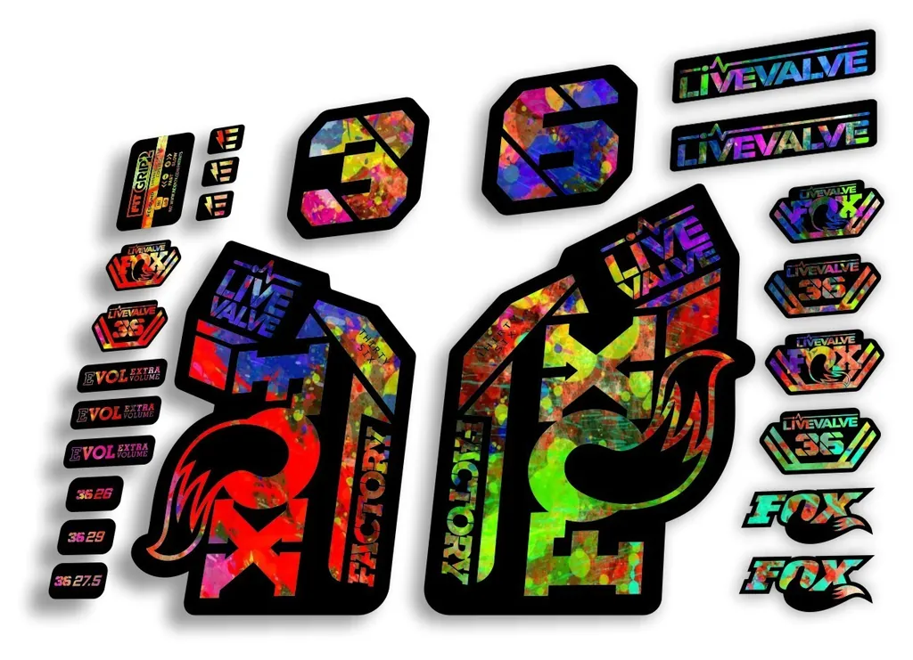 FOX 36 2022 Live Valve Forks Suspension Decal Sticker MTB Set Oil Slick 24Pcs - 1