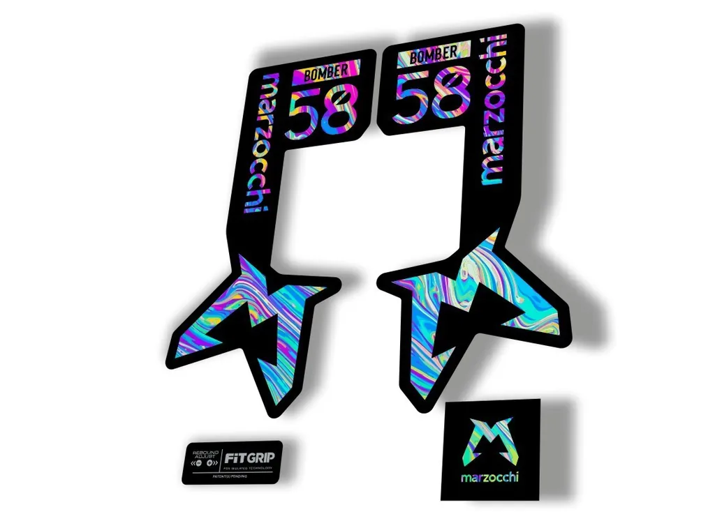 Marzocchi Bomber 58 2025 Suspension Sticker Decal Kit Adhesive Oil Slick 1 - 1