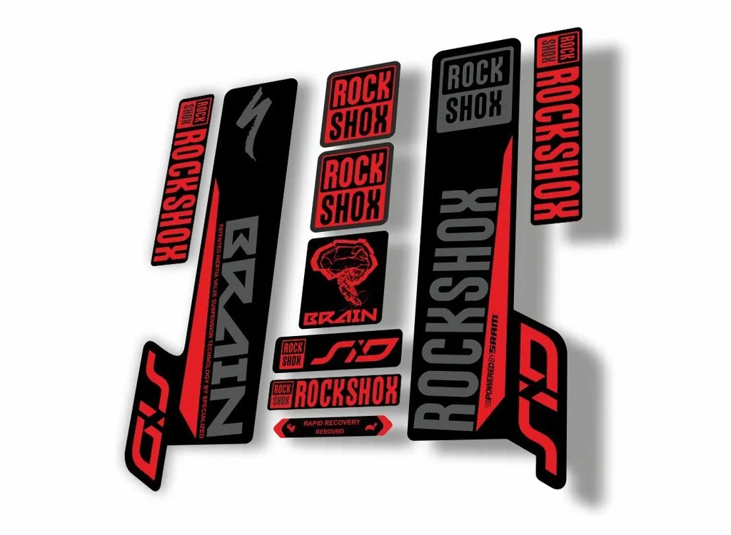 Rock Shox SID Brain 2018 Mountain Bike Cycling Decal Sticker Adhesiv Red Gray - 1