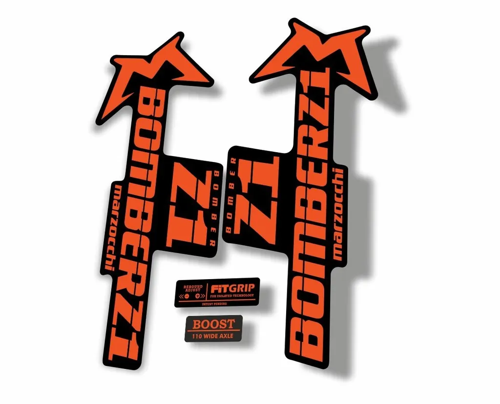 Marzocchi Bomber Z1 2018 Fork Suspension Sticker Decal Kit Adhesive Orange - 1