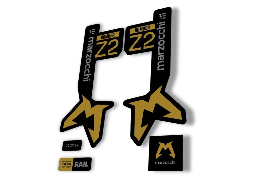 Marzocchi Bomber Z2 Eoptimized 2025 Fork Suspension Sticker Decal Kit Gold - 1