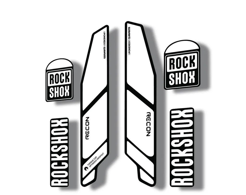 Rock Shox RECON 2014 Mountain Bike Cycling Decal Kit Sticker Adhesive White - 1