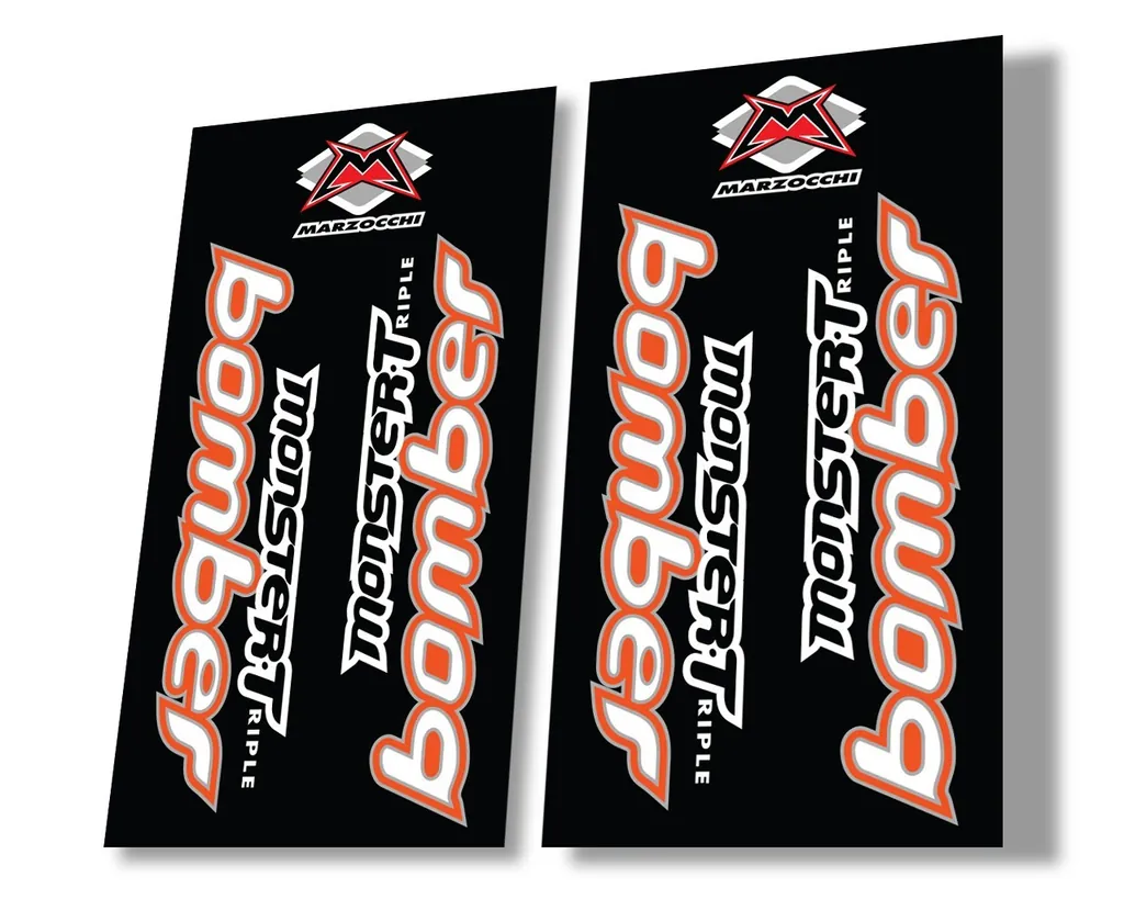 Marzocchi Bomber Monster Triple 1999 Suspension Decal Kit Sticker Set Orange - 1