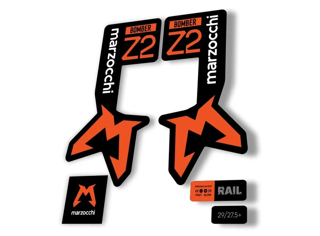Marzocchi Bomber Z2 2025 Fork Suspension Sticker Decal Kit Adhesive Orange - 1