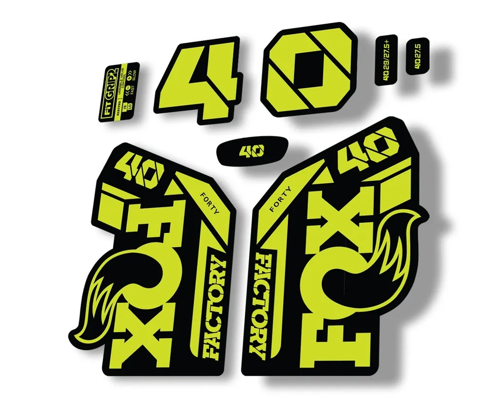 FOX 40 2021 Factory Forks Suspension Decals Sticker Set Adhesive Lime Green - 1