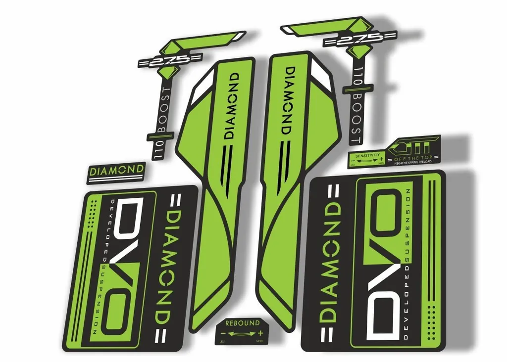 DVO 2017 Diamond Boost 27.5 Fork Suspension Sticker Decal Adhesive Green - 1