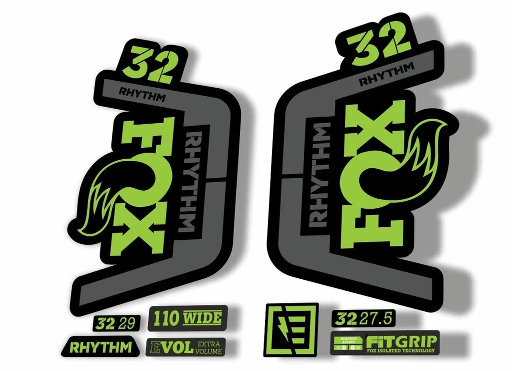 FOX 32 Rhythm 2019 Forks Suspension Factory Decal Sticker Adhesive Green-Gray - 1