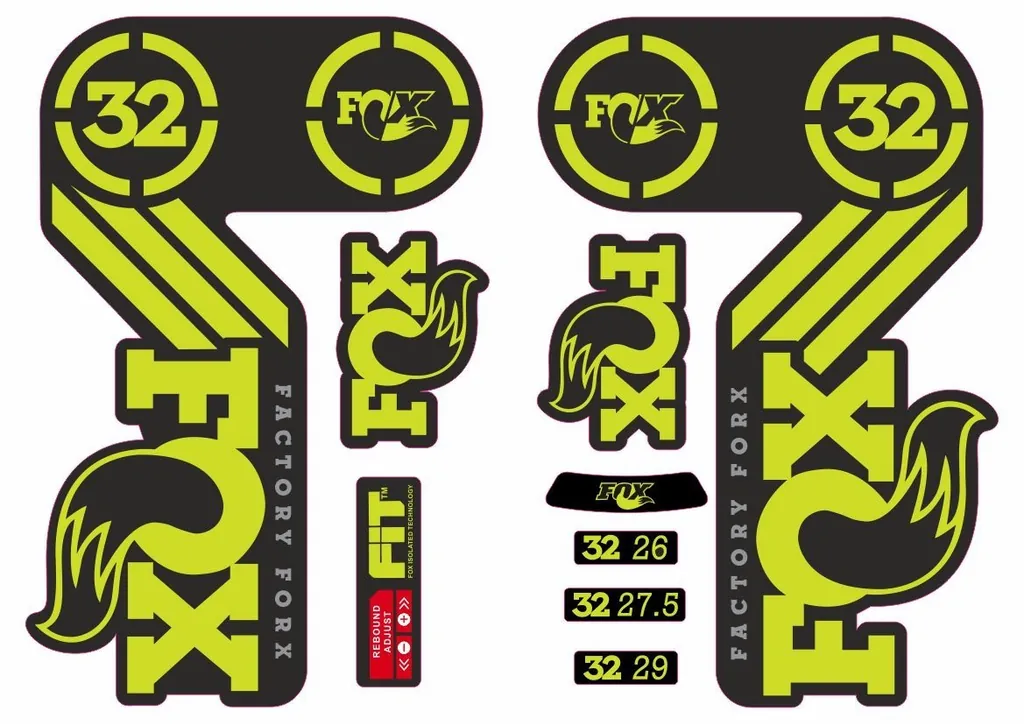 FOX 32 Heritage 2015 Fork Suspension Factory Decal Sticker Adhesive Lime Green - 1
